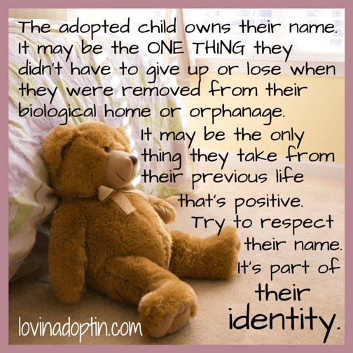 changing the adopted child's name