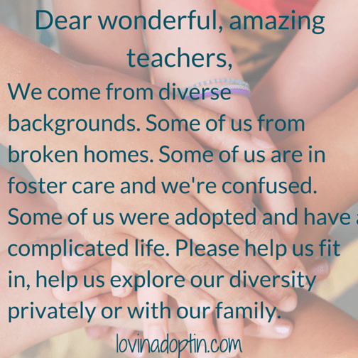 dear teachers, we come from diverse backgrounds