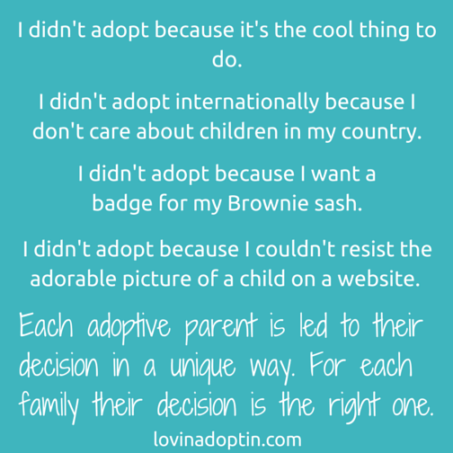 I didn't adopt because...