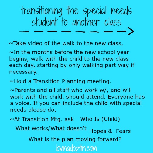 transitioning the special needs student to another class